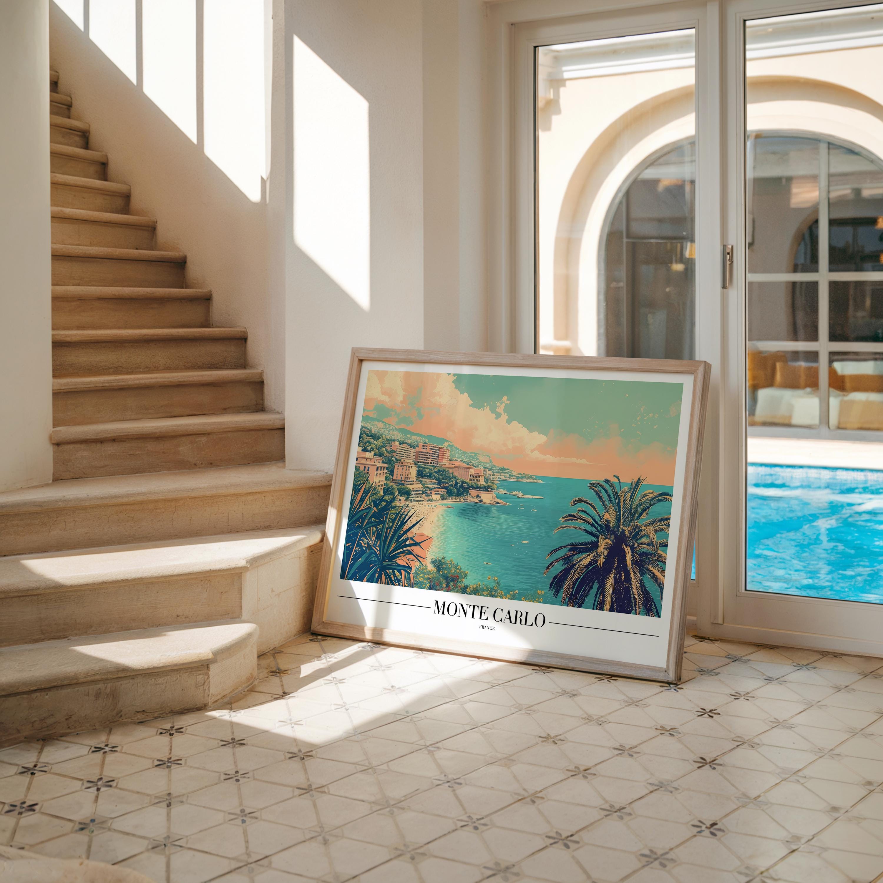Monte Carlo Travel Poster | French Riviera Vintage Coastal Print wall art print, modern home decor, unframed artwork by Nomad & Nest