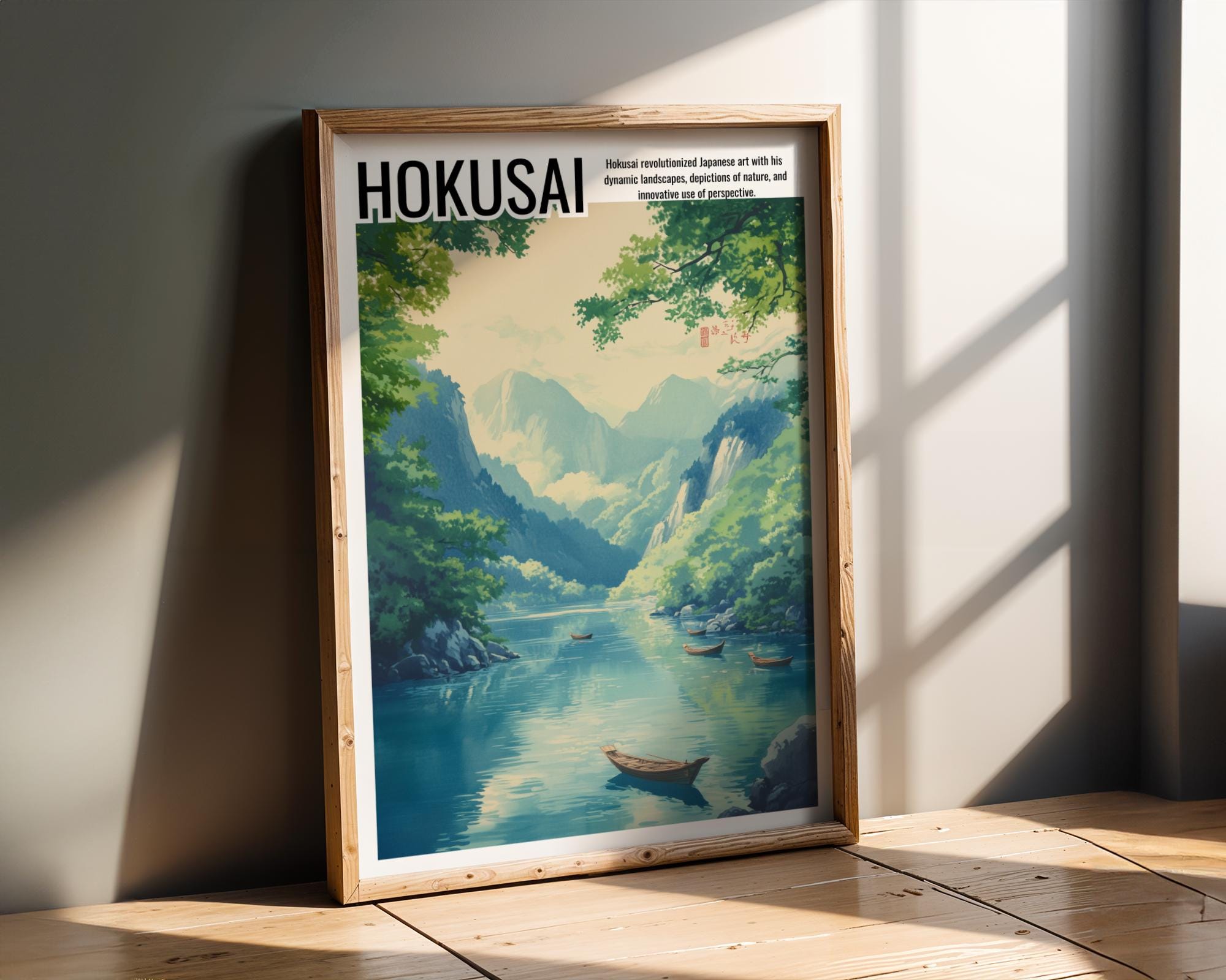 Japanese Poster | Hokusai Inspired  River Art Print – Tranquil Landscape wall art print, modern home decor, unframed artwork by Nomad & Nest