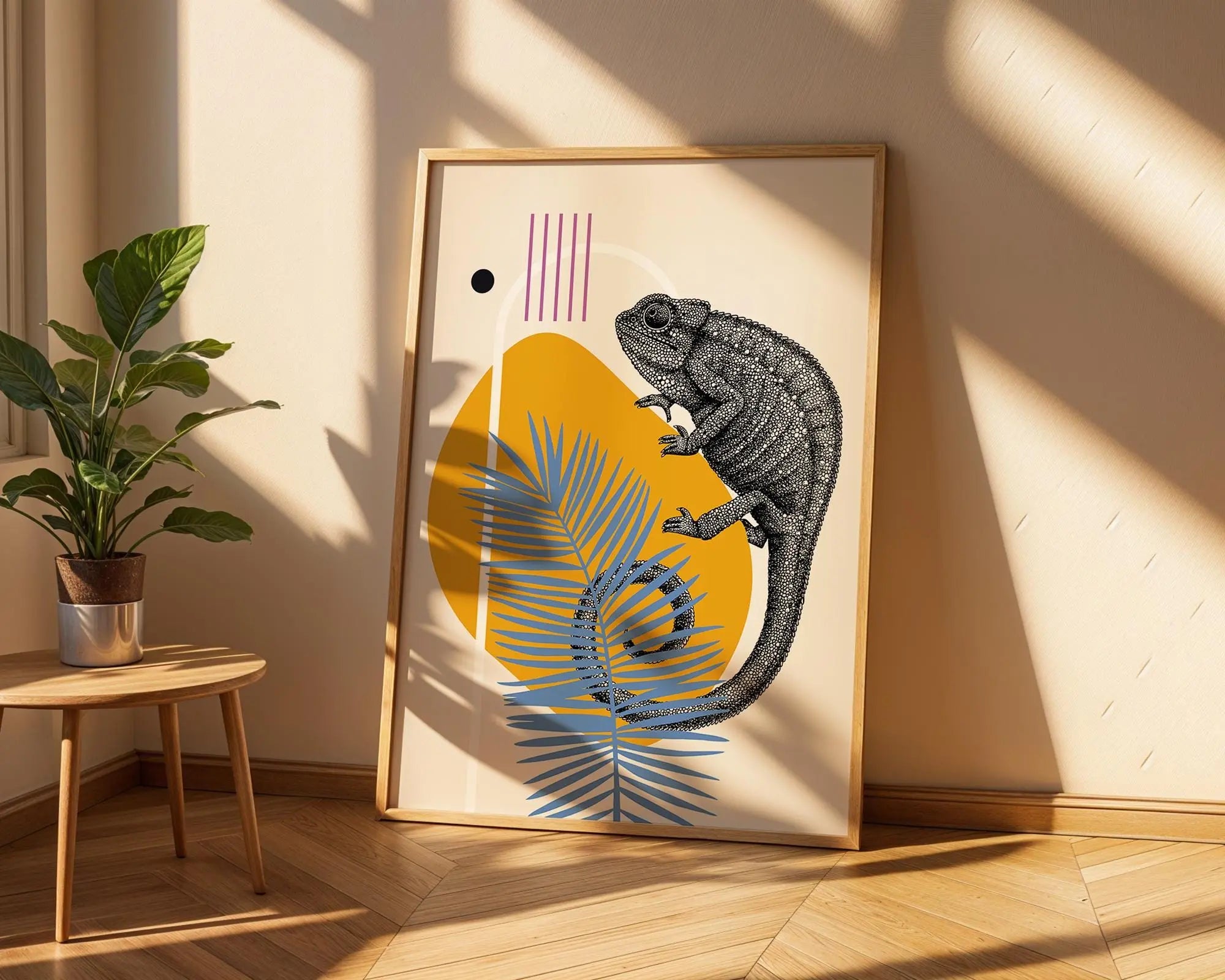 Chameleon Geometric Art Print | Modern Animal Illustration wall art print, modern home decor, unframed artwork by Nomad & Nest