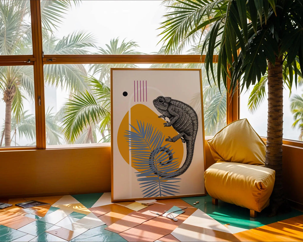 Chameleon Geometric Art Print | Modern Animal Illustration wall art print, modern home decor, unframed artwork by Nomad & Nest