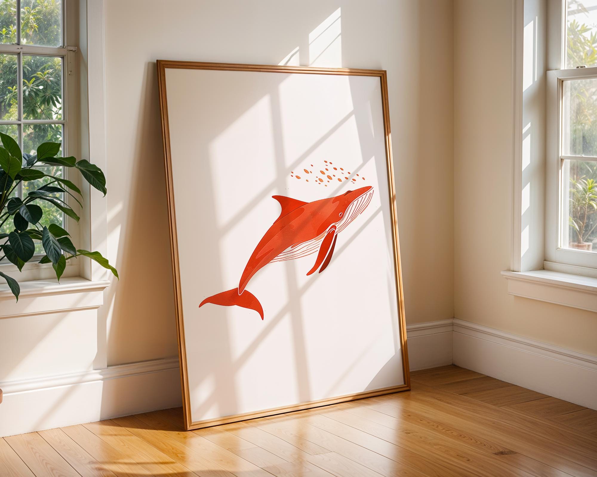 Vibrant Whale Wall Art Print, Scandinavian Nursery Decor wall art print, modern home decor, unframed artwork by Nomad & Nest