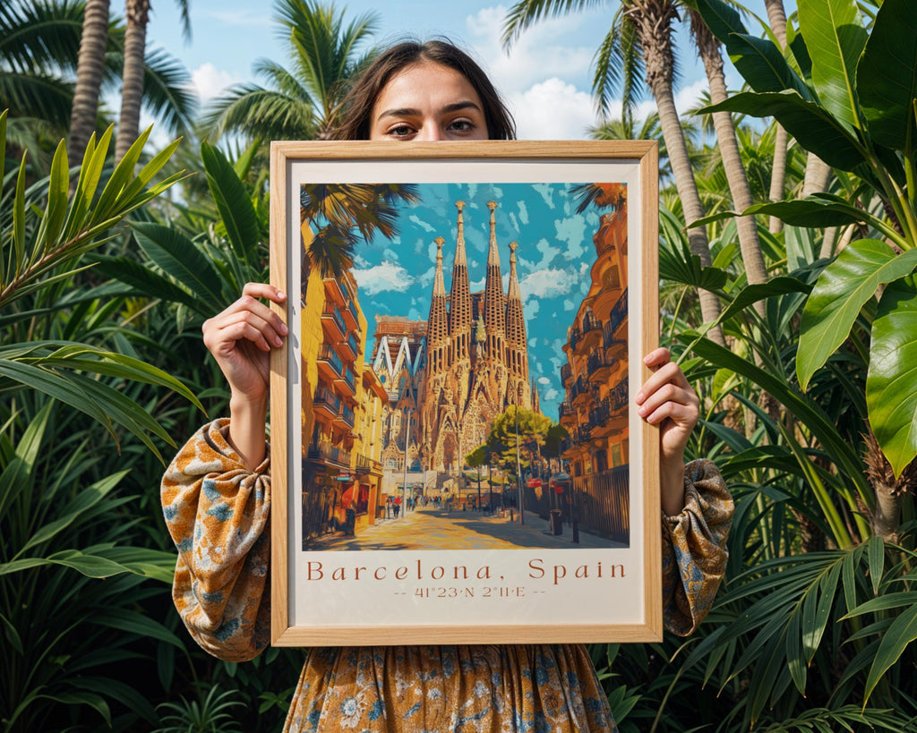 Sagrada Familia Print | Barcelona Travel Poster, Spain Art wall art print, modern home decor, unframed artwork by Nomad & Nest