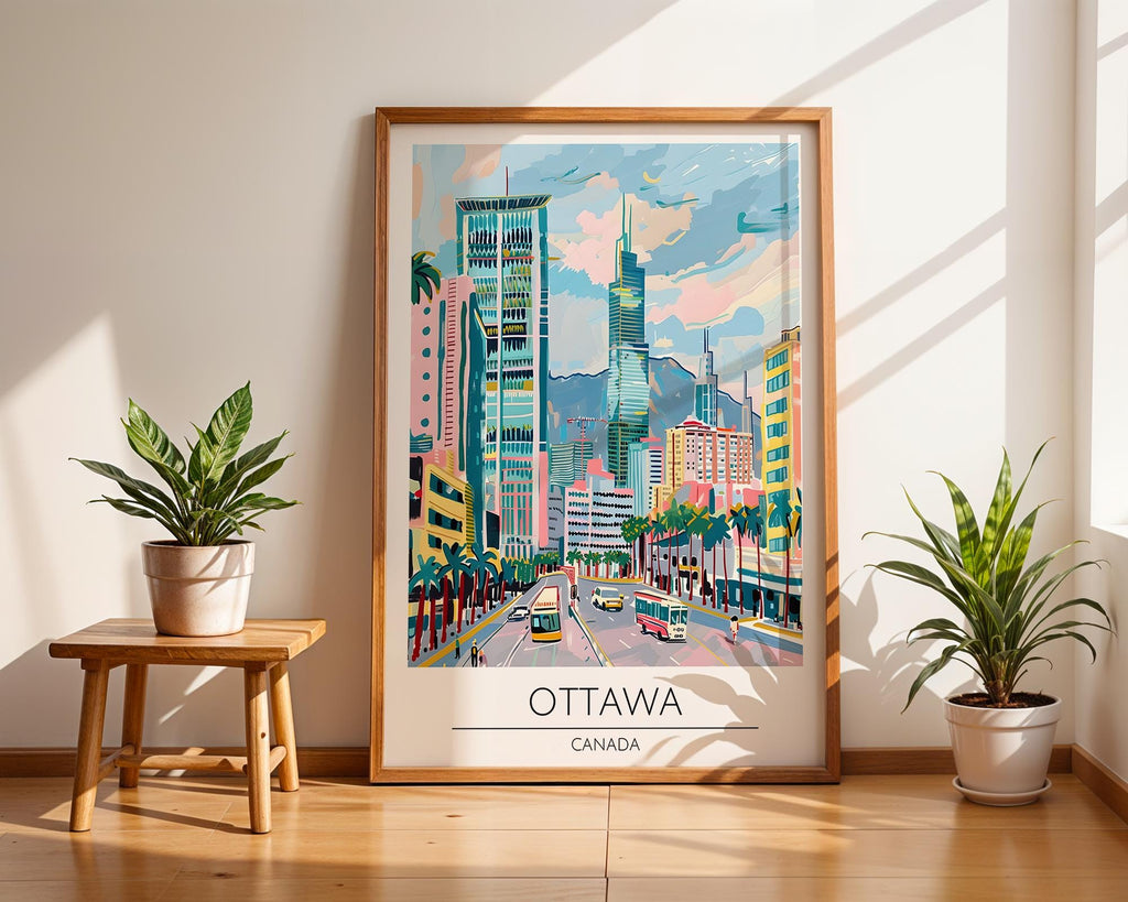 Ottawa Canada Travel Poster | Colorful Cityscape Wall Art wall art print, modern home decor, unframed artwork by Nomad & Nest