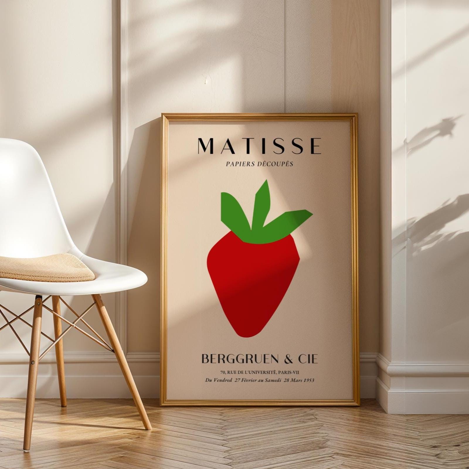 Henri Matisse Print | Inspired Strawberry | Minimalist Kitchen Wall Art wall art print, modern home decor, unframed artwork by Nomad & Nest