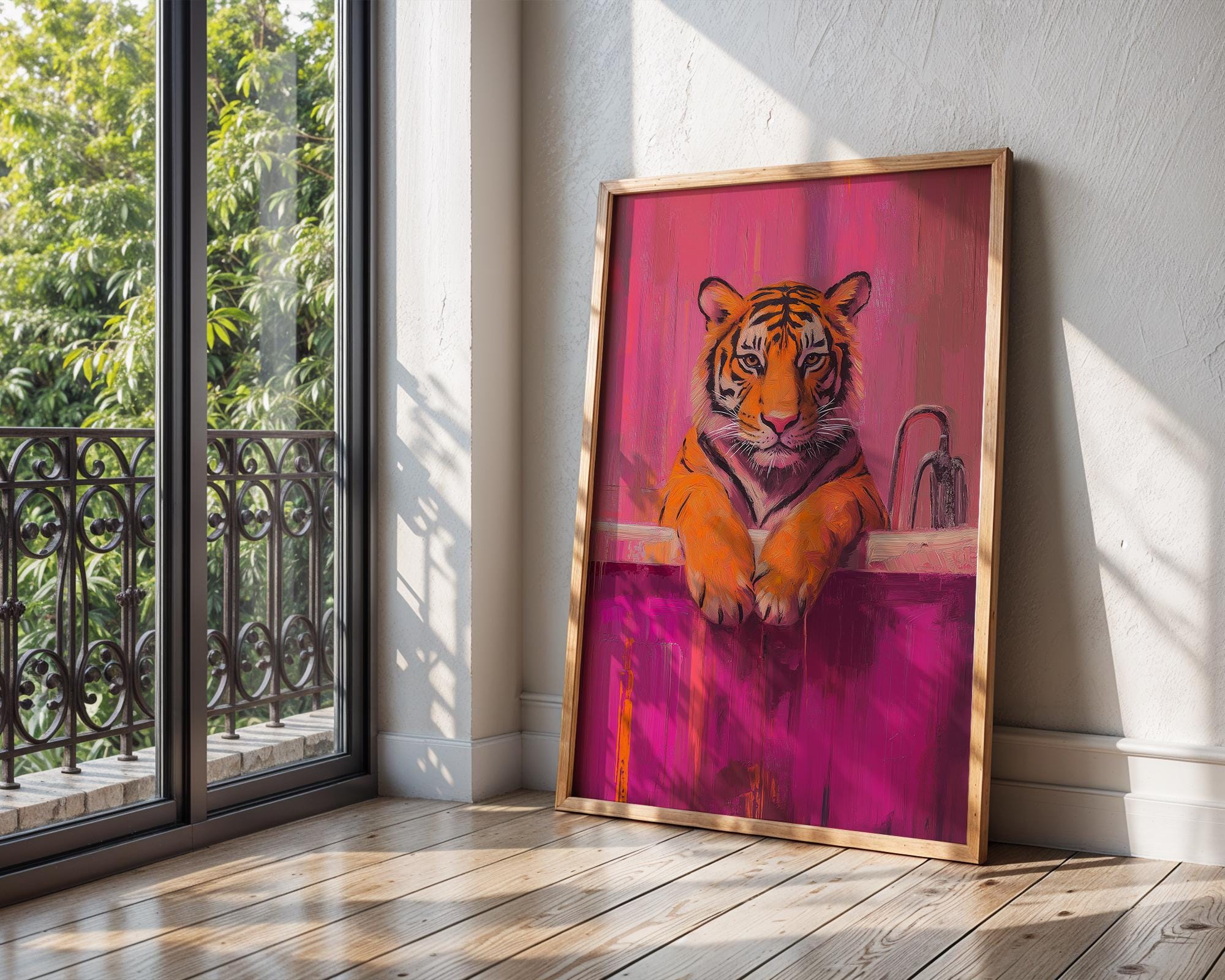 Tiger in Bathtub Print | Modern Maximalist Bathroom Wall Art wall art print, modern home decor, unframed artwork by Nomad & Nest
