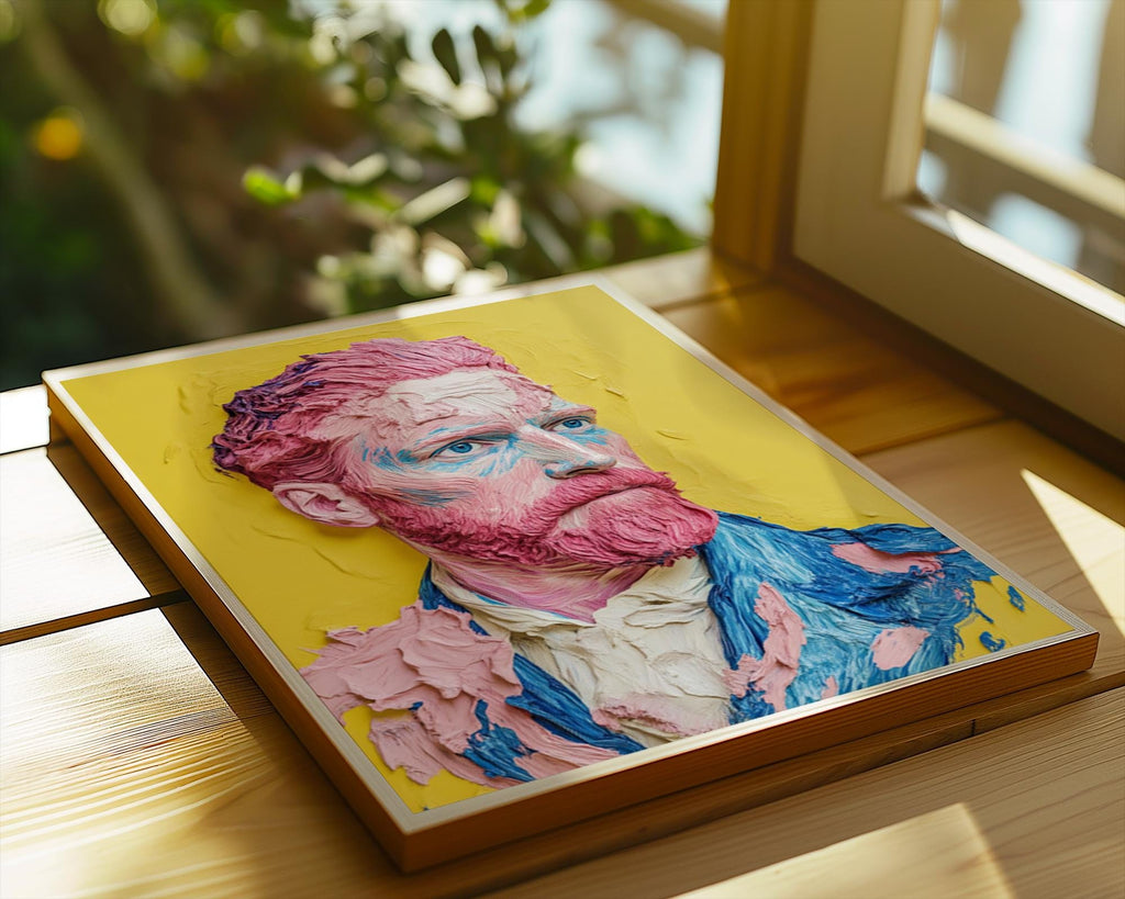 Pop Art Van Gogh Portrait | Pink & Blue Impasto Print wall art print, modern home decor, unframed artwork by Nomad & Nest