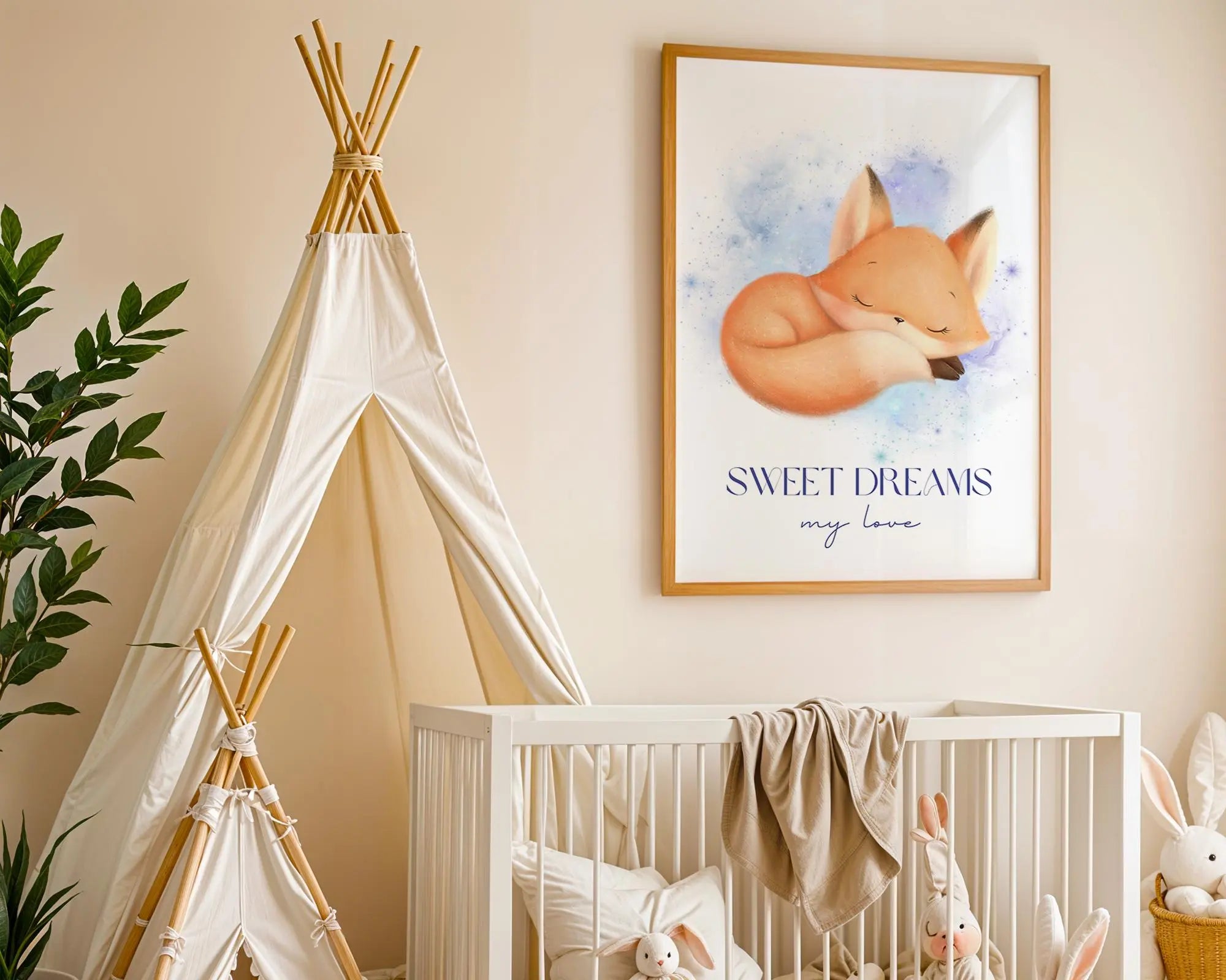 Playroom Ideas | Sleeping Fox Nursery Print | Woodland Dream Wall Art wall art print, modern home decor, unframed artwork by Nomad & Nest