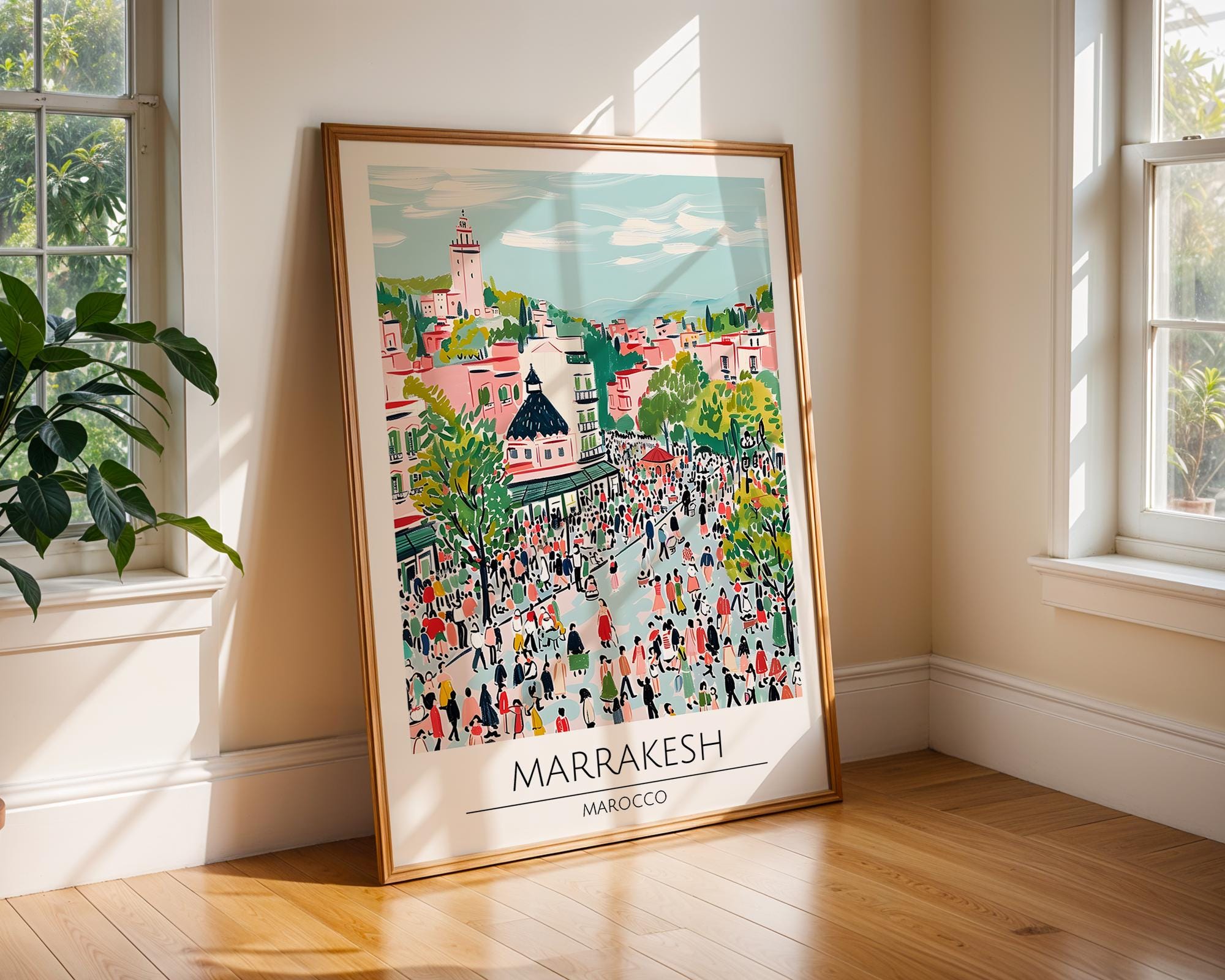 Marrakesh Morocco Art Print | Vibrant North African Travel Poster wall art print, modern home decor, unframed artwork by Nomad & Nest