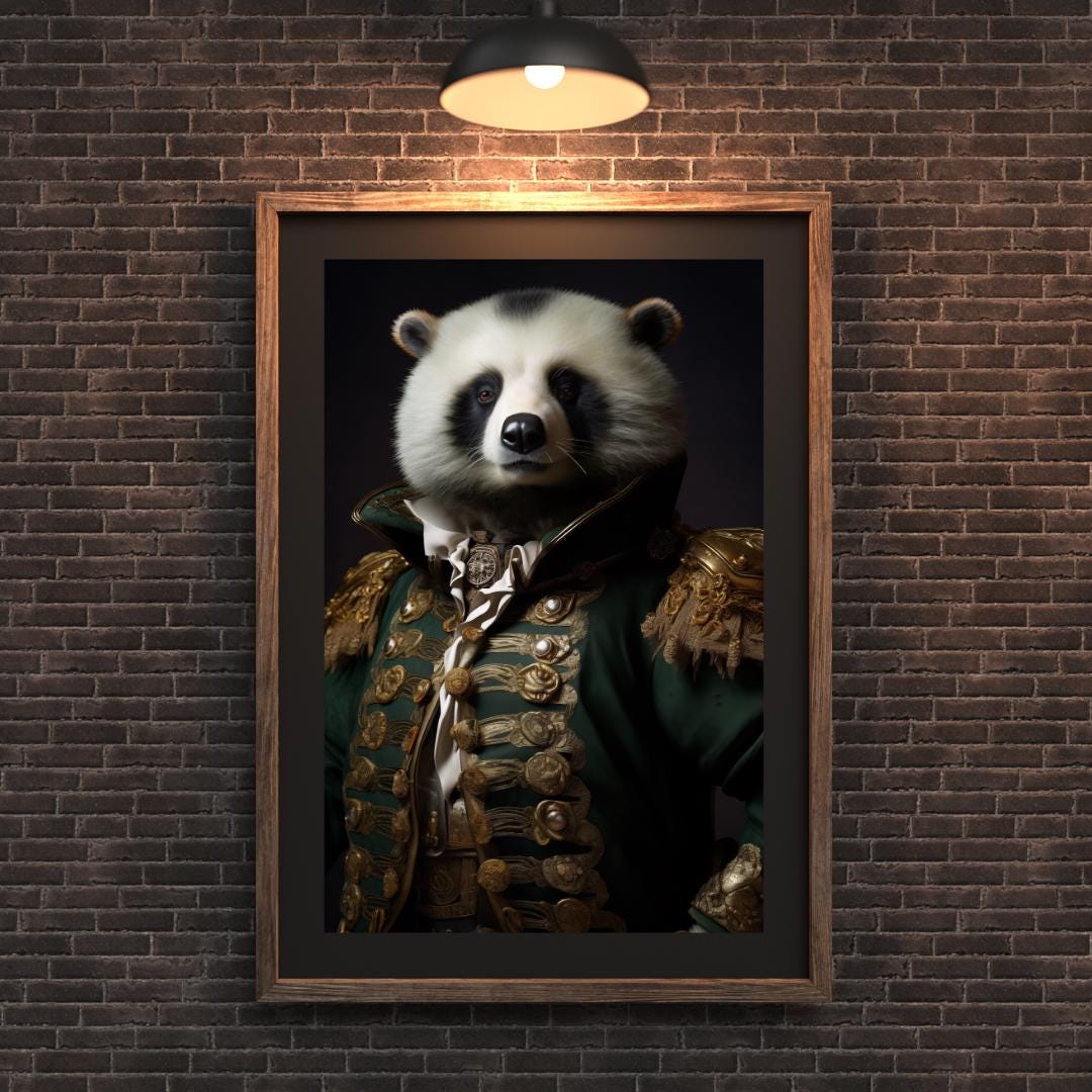 Panda Portrait Print | Ornate Military Uniform, Regal Animal Wall Art wall art print, modern home decor, unframed artwork by Nomad & Nest
