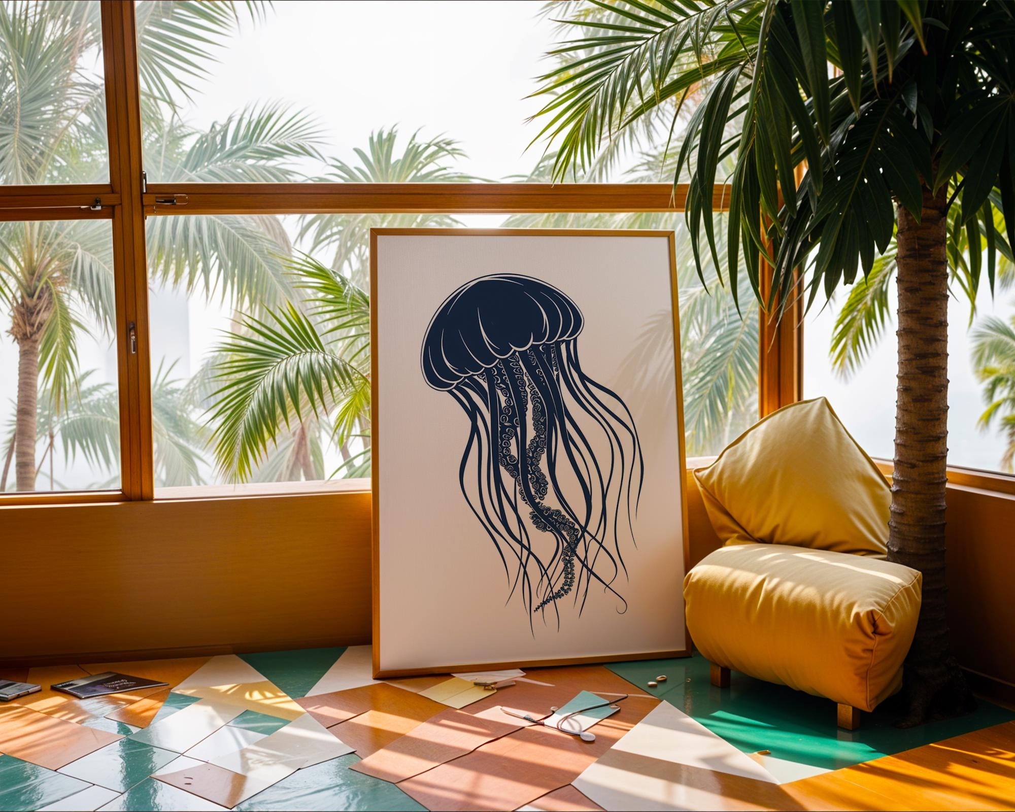 Elegant Jellyfish Art Print | Modern Marine Home Decor wall art print, modern home decor, unframed artwork by Nomad & Nest
