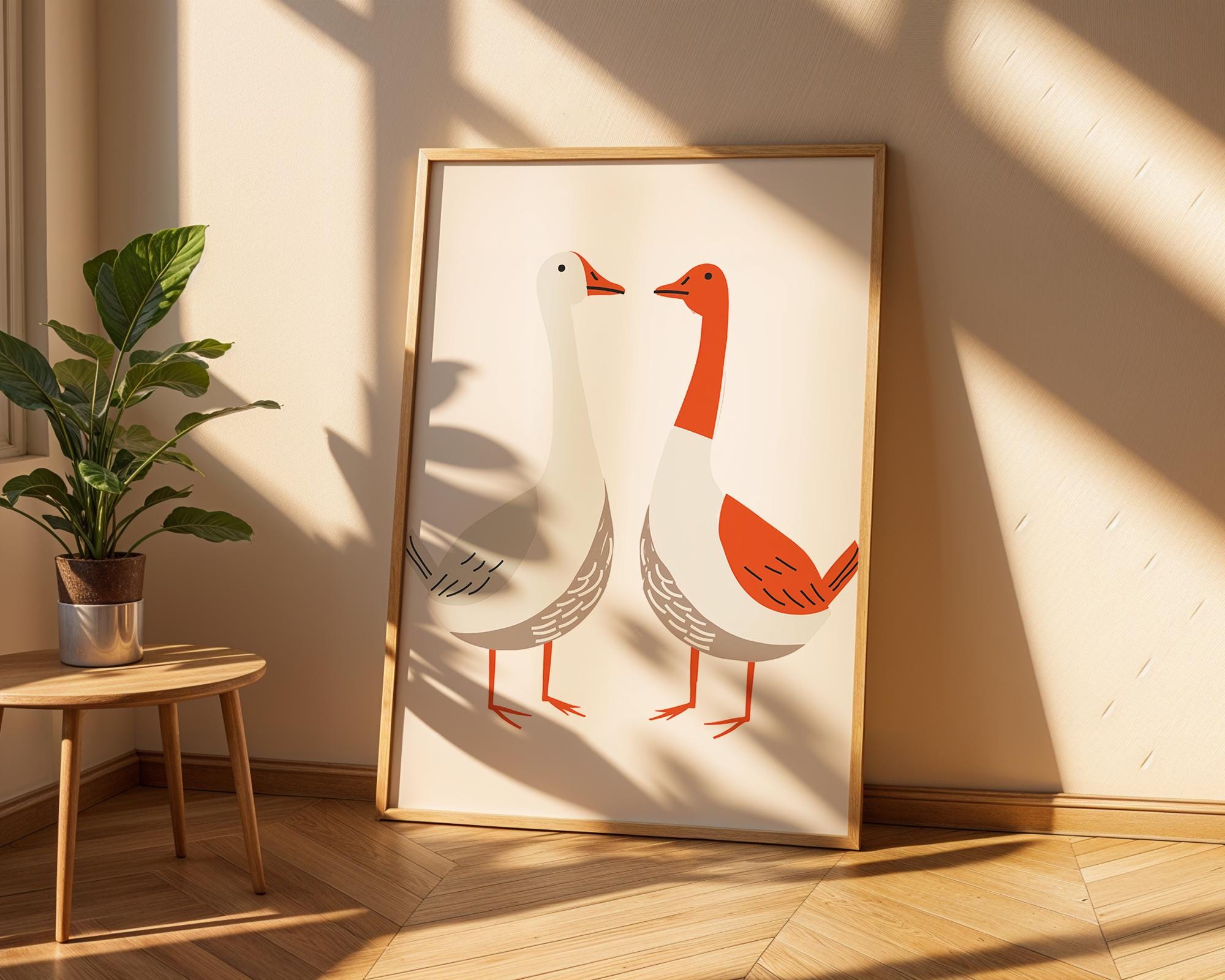 Geese Art Print | Scandinavian Nursery Decor, Bird Poster wall art print, modern home decor, unframed artwork by Nomad & Nest