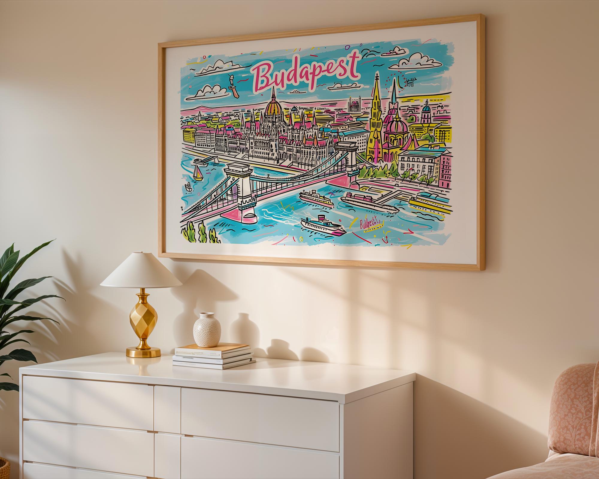 Budapest Art Print | Hungary Parliament Building, Danube River wall art print, modern home decor, unframed artwork by Nomad & Nest