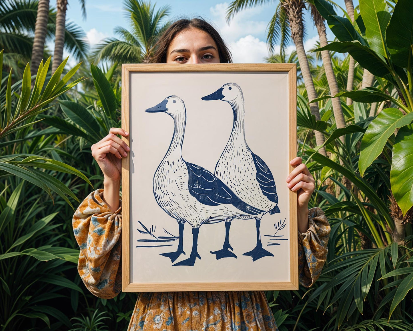 Blue Geese Farmhouse Print, Rustic Kitchen Wall Art wall art print, modern home decor, unframed artwork by Nomad & Nest