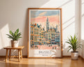 Brussels Grand Place Travel Poster | Belgium Architecture Print wall art print, modern home decor, unframed artwork by Nomad & Nest