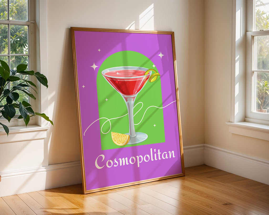 Cosmopolitan Cocktail Art Print | Modern Bar Cart Decor wall art print, modern home decor, unframed artwork by Nomad & Nest