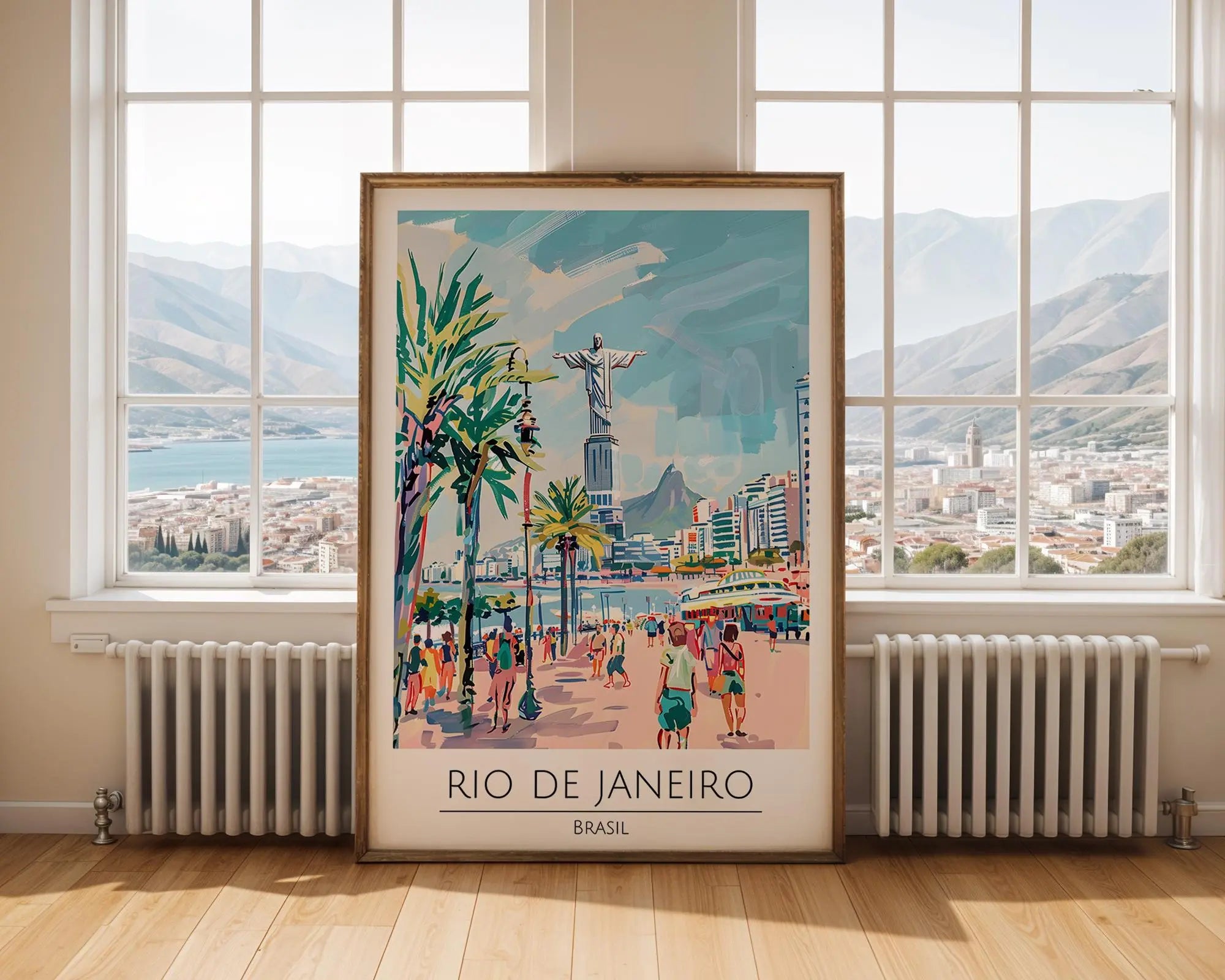 Rio de Janeiro Travel Poster | Christ the Redeemer, Brazil Beach Art wall art print, modern home decor, unframed artwork by Nomad & Nest