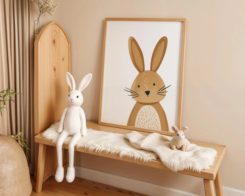 Playroom Ideas | Gentle Bunny Nursery Wall Art | Woodland Baby Room Print wall art print, modern home decor, unframed artwork by Nomad & Nest