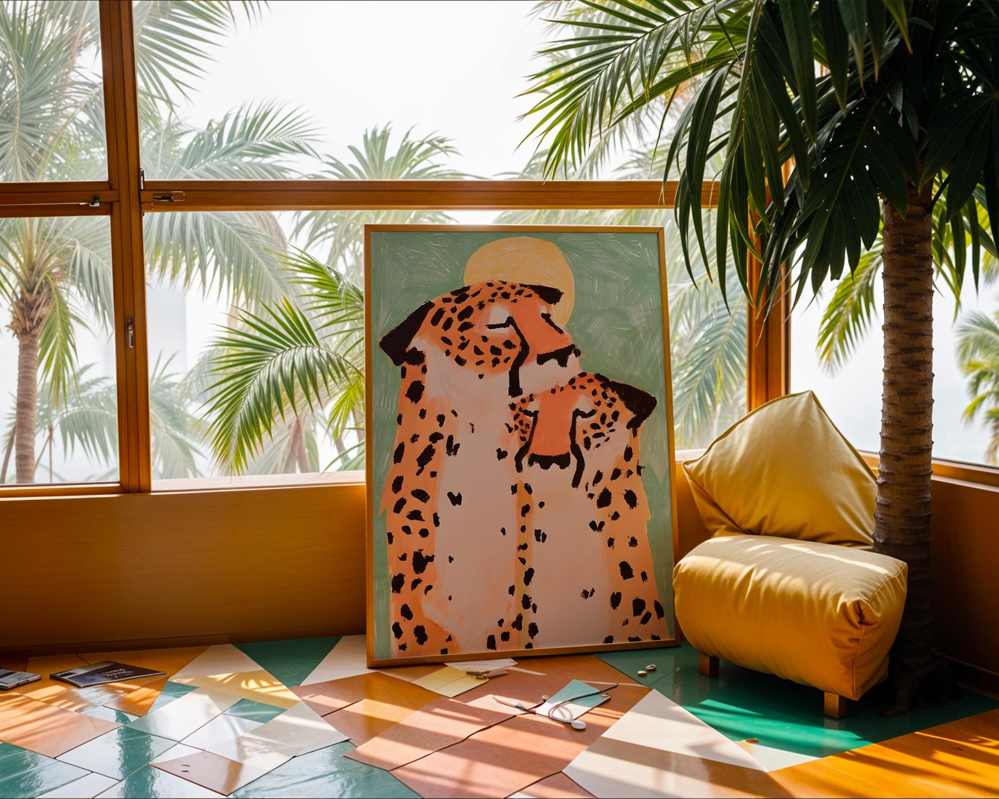 Cheetah Couple Art Print | Modern Safari Animal Poster wall art print, modern home decor, unframed artwork by Nomad & Nest