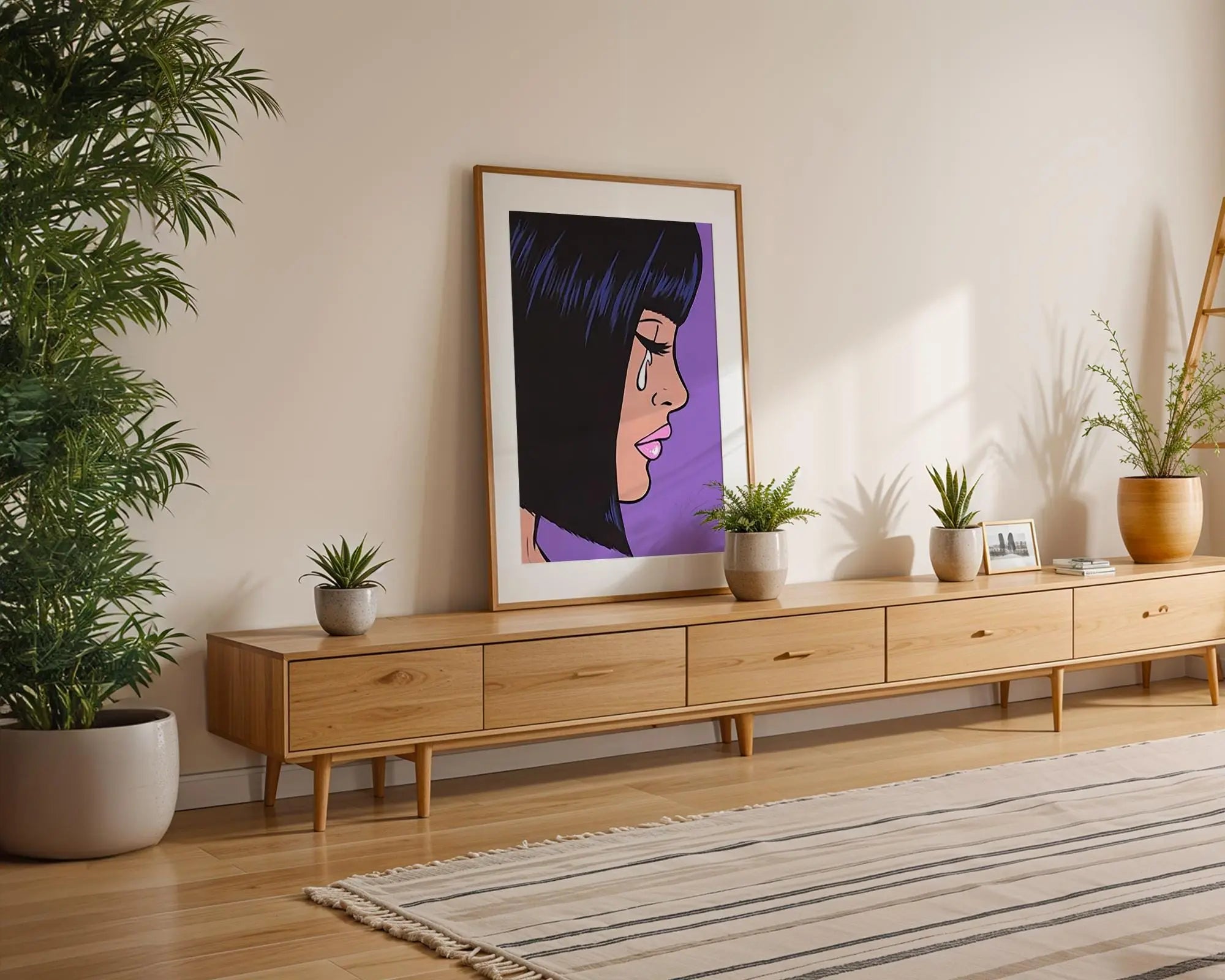 Modern Pop Art | Crying Woman  Poster | Purple Retro Comic Book Print wall art print, modern home decor, unframed artwork by Nomad & Nest