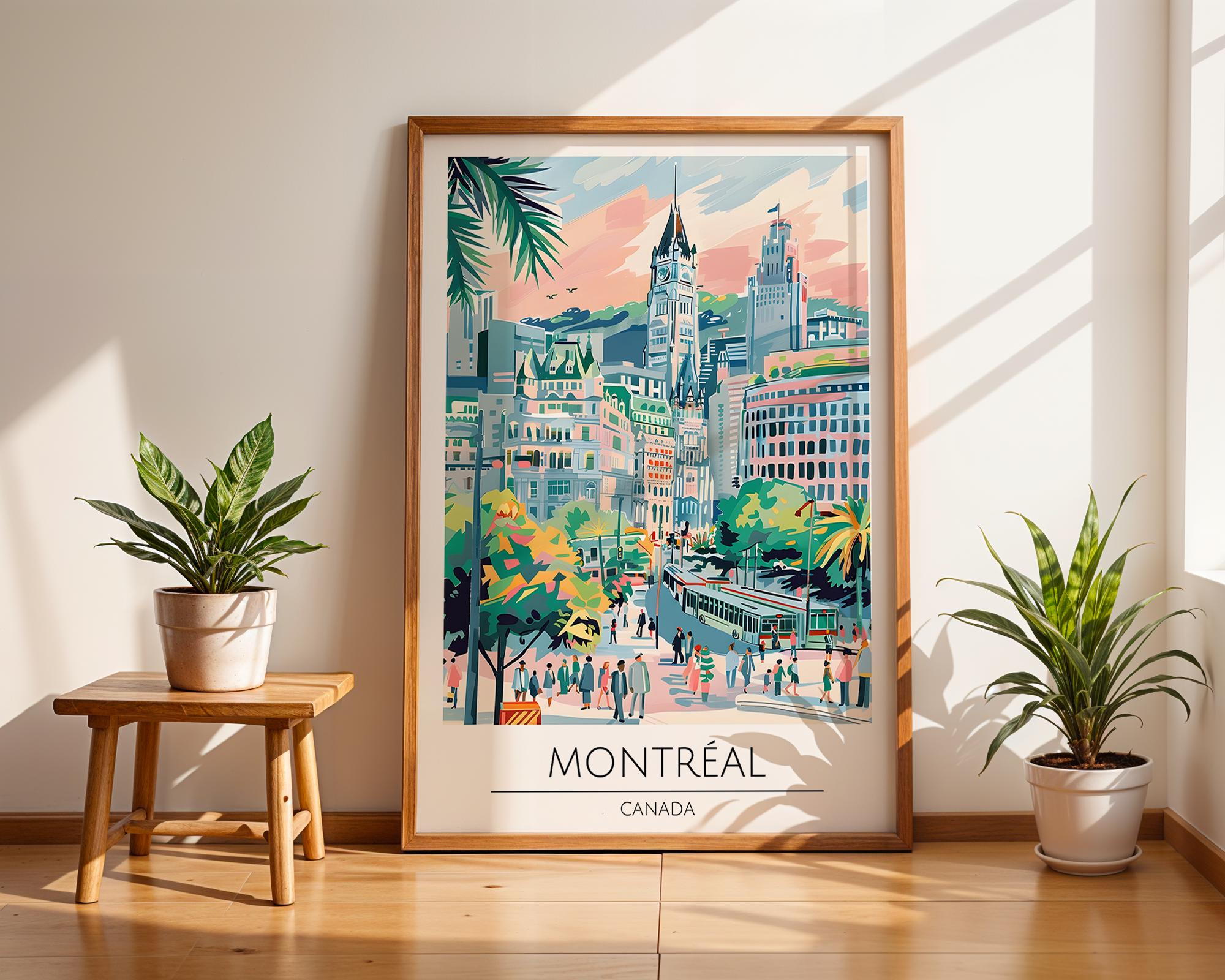 Montreal Cityscape Print | Colorful Canada Travel Poster wall art print, modern home decor, unframed artwork by Nomad & Nest
