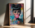 Modern Pop Art | Audrey Hepburn Bubblegum Print | Neon Graffiti wall art print, modern home decor, unframed artwork by Nomad & Nest