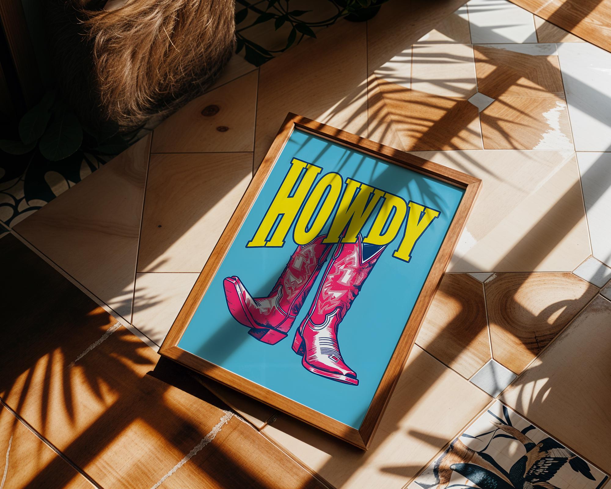 Modern Pop Art | Pink Cowboy Boots  Print | Retro Western Decor wall art print, modern home decor, unframed artwork by Nomad & Nest