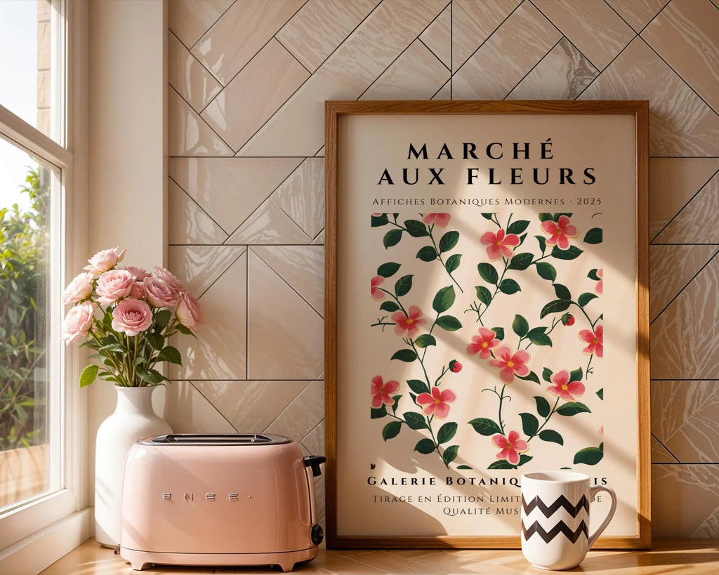 Hibiscus Flower Wall Art Print | French Botanical Poster wall art print, modern home decor, unframed artwork by Nomad & Nest