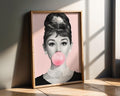 Modern Pop Art | Audrey Hepburn Bubblegum  Print | Elegant Hollywood Poster wall art print, modern home decor, unframed artwork by Nomad & Nest