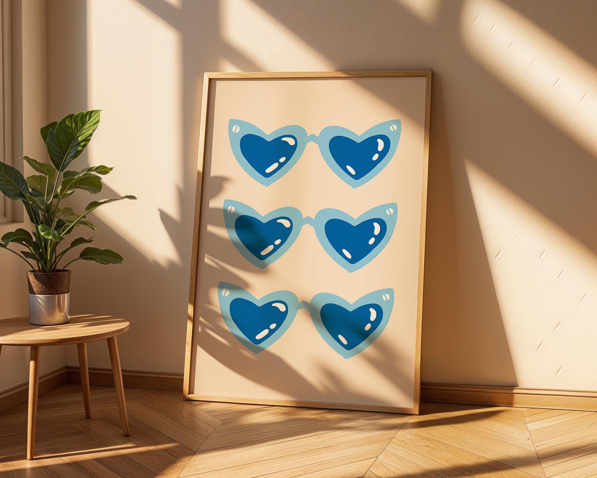 Blue Heart Sunglasses Print | Retro Pop Art Poster wall art print, modern home decor, unframed artwork by Nomad & Nest