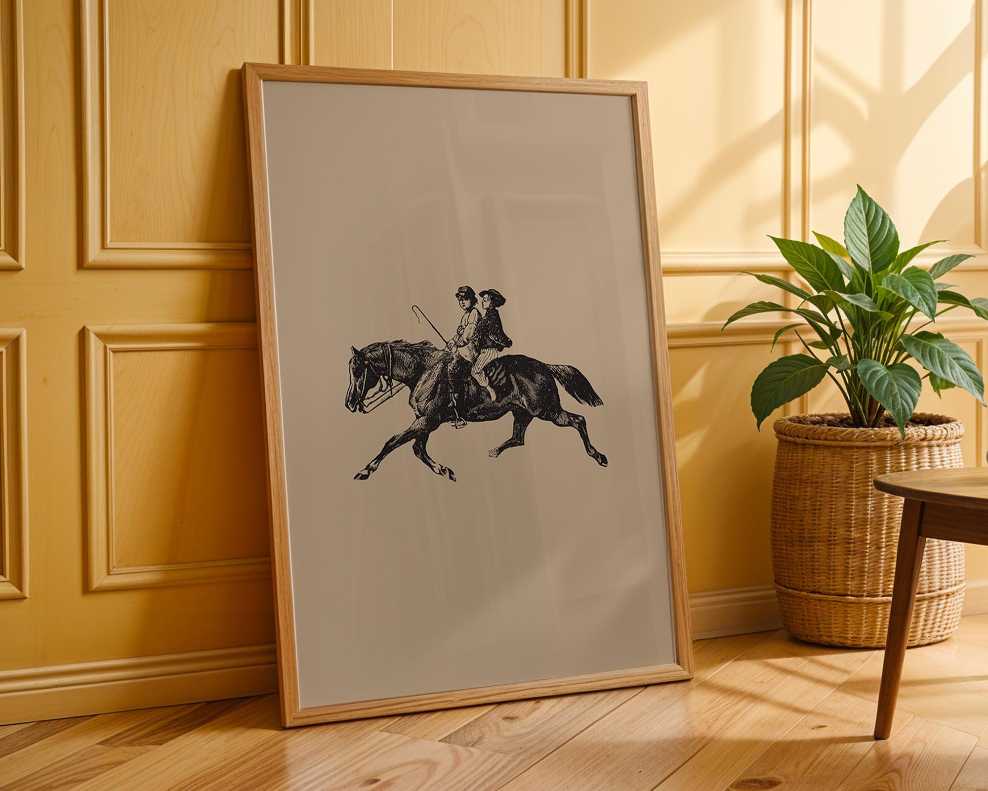 Vintage Equestrian Print | Sepia Tone Horse Riding Poster wall art print, modern home decor, unframed artwork by Nomad & Nest