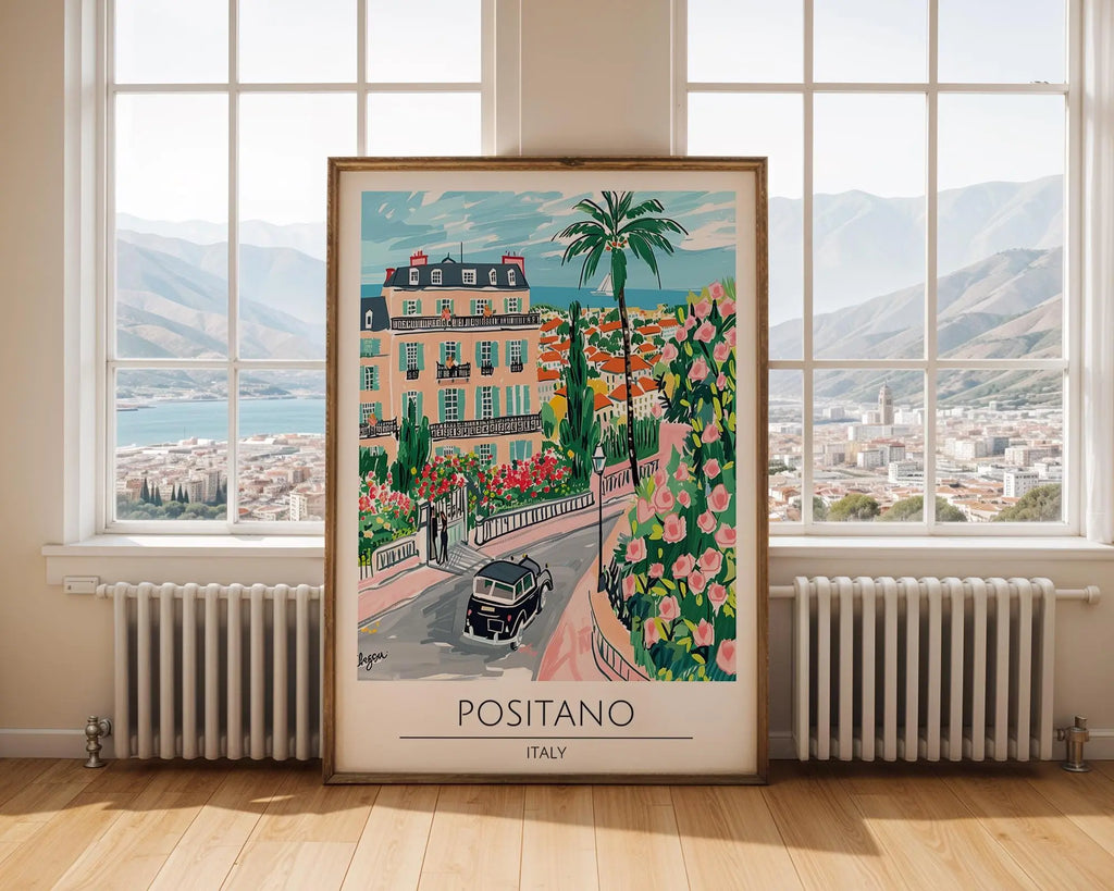 Positano Italy Print | Vibrant Amalfi Coast, Travel Poster wall art print, modern home decor, unframed artwork by Nomad & Nest
