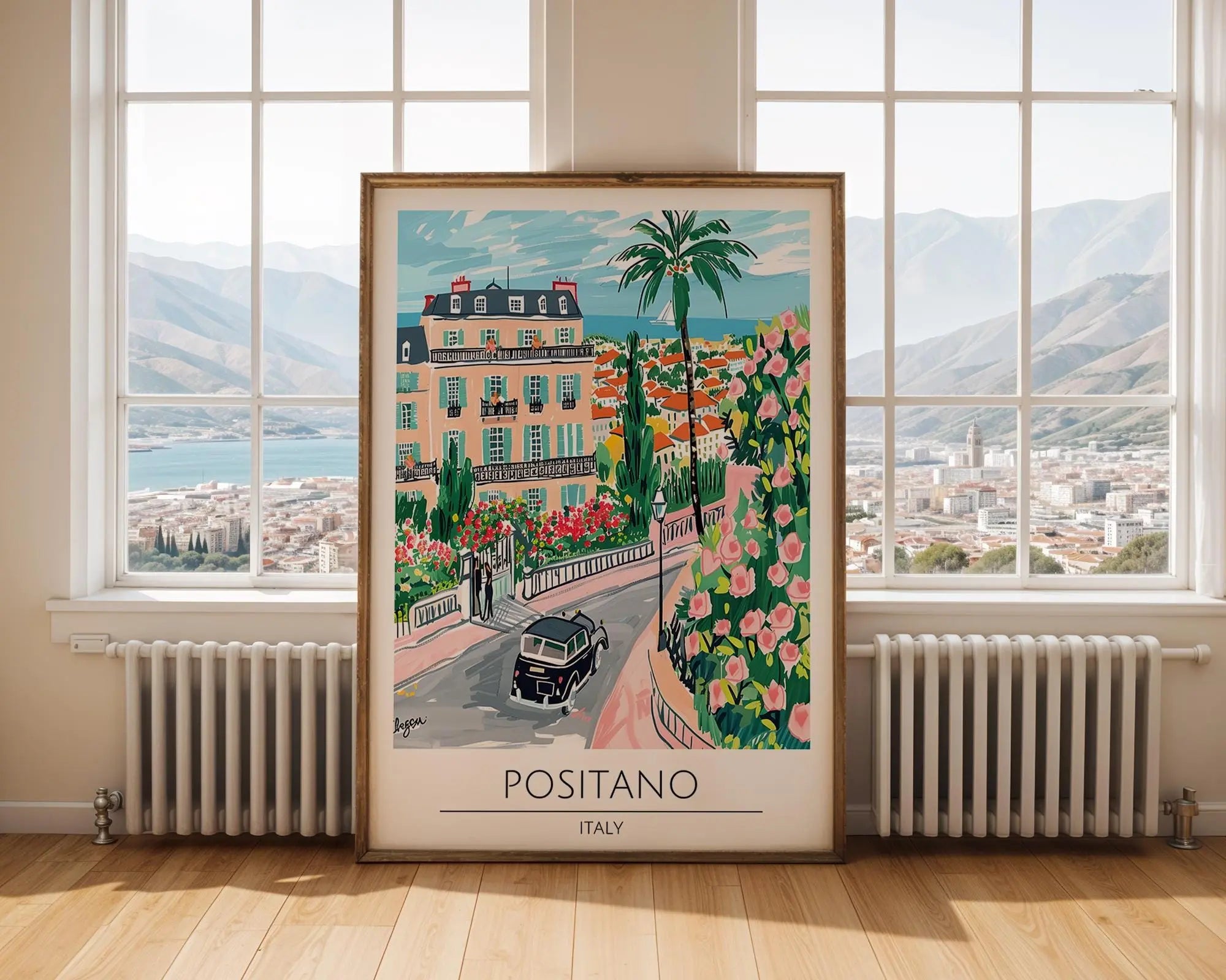 Positano Italy Print | Vibrant Amalfi Coast, Travel Poster wall art print, modern home decor, unframed artwork by Nomad & Nest