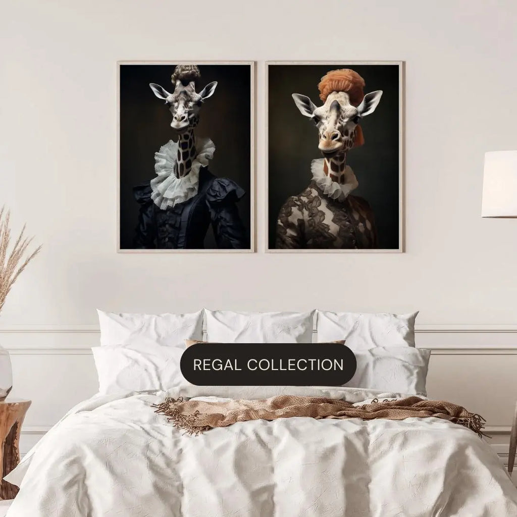 Victorian Giraffe Portrait | Gothic Anthropomorphic Animal Wall Art wall art print, modern home decor, unframed artwork by Nomad & Nest