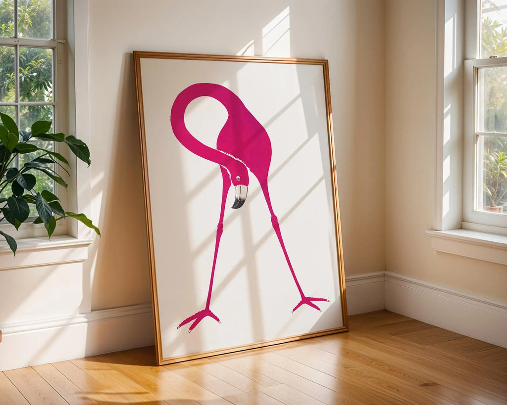 Pink Flamingo Art Print | Modern Tropical Home Decor wall art print, modern home decor, unframed artwork by Nomad & Nest