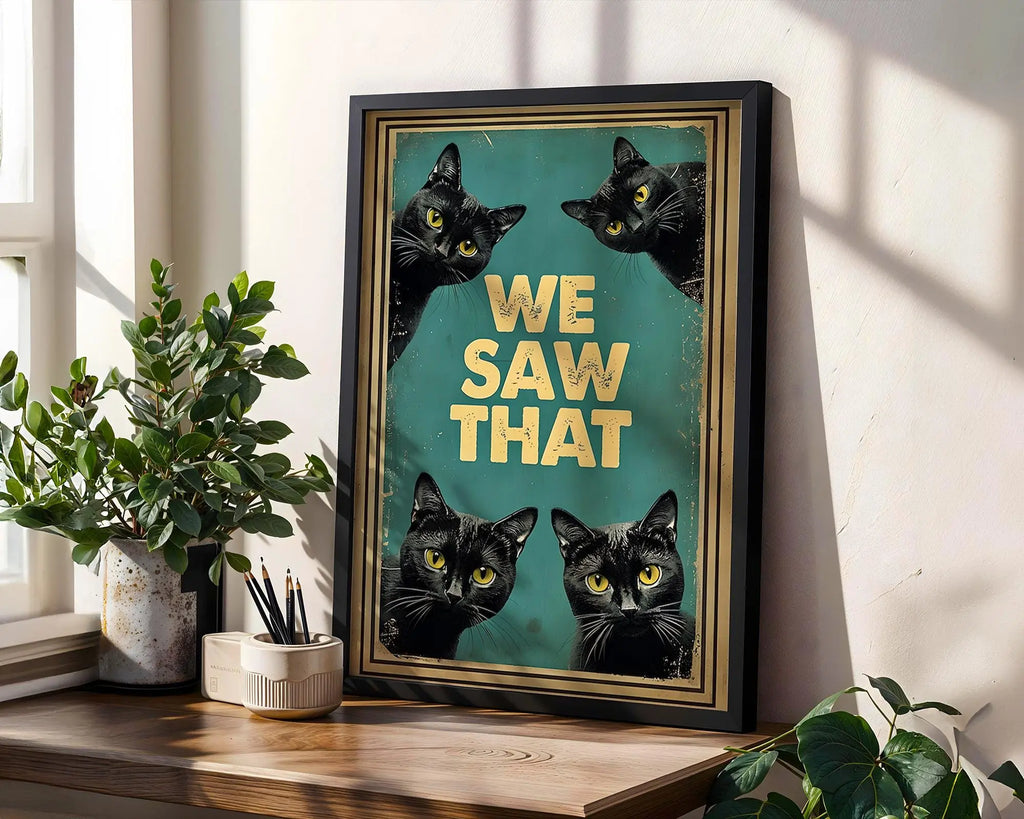 Funny Black Cat Poster | Judgmental Cats Retro Wall Art wall art print, modern home decor, unframed artwork by Nomad & Nest