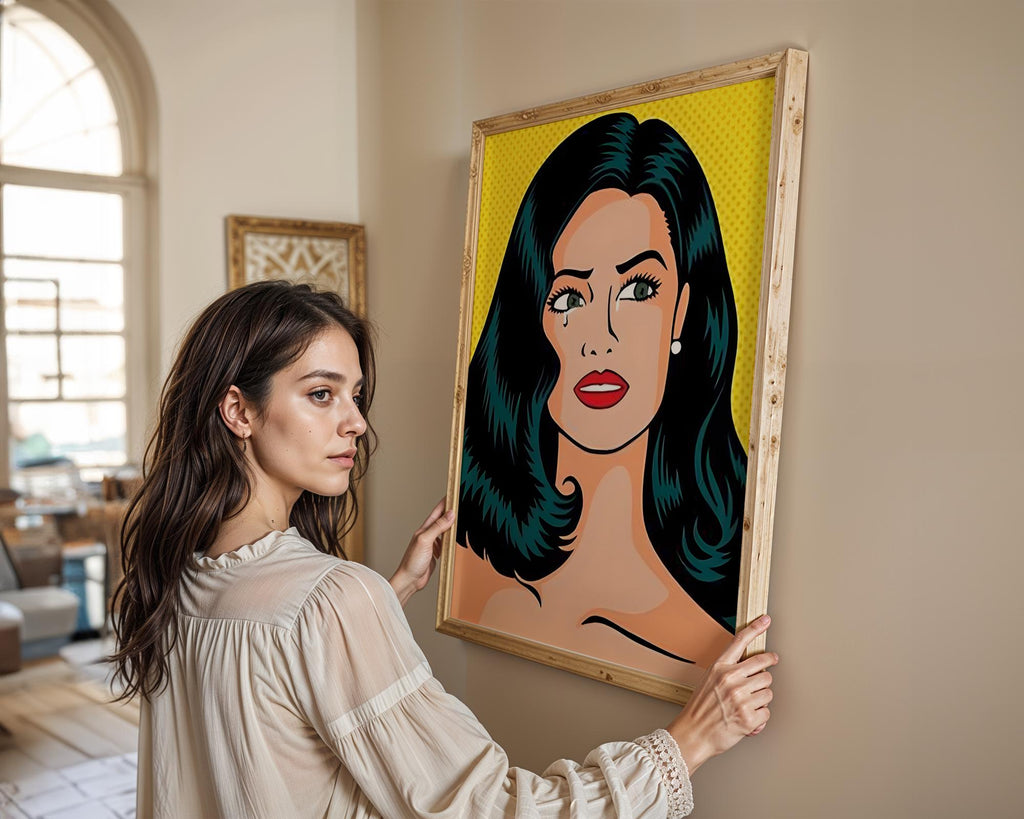 Modern Pop Art | Retro  Print | Crying Woman, Comic Style Home Decor wall art print, modern home decor, unframed artwork by Nomad & Nest