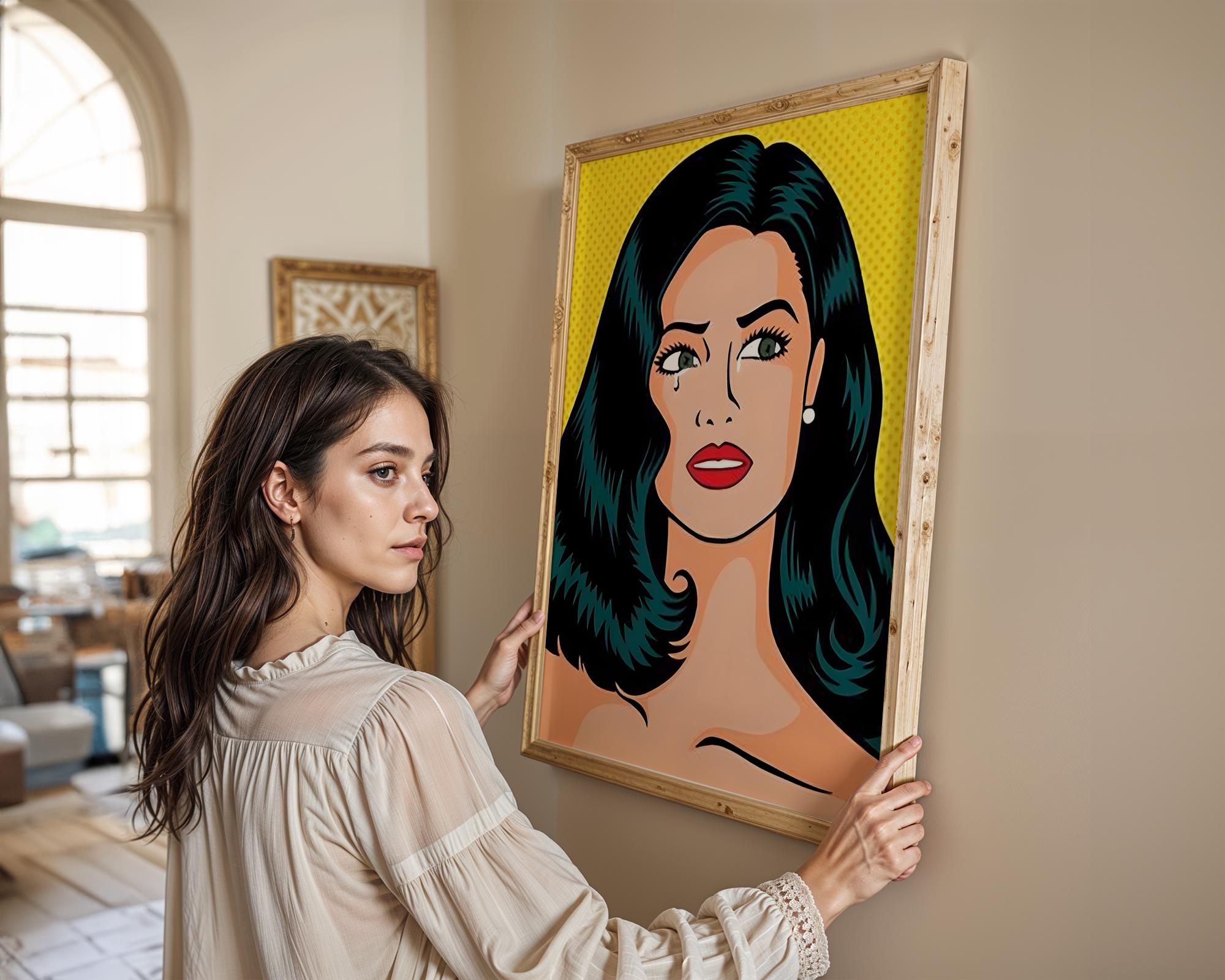 Modern Pop Art | Retro  Print | Crying Woman, Comic Style Home Decor wall art print, modern home decor, unframed artwork by Nomad & Nest