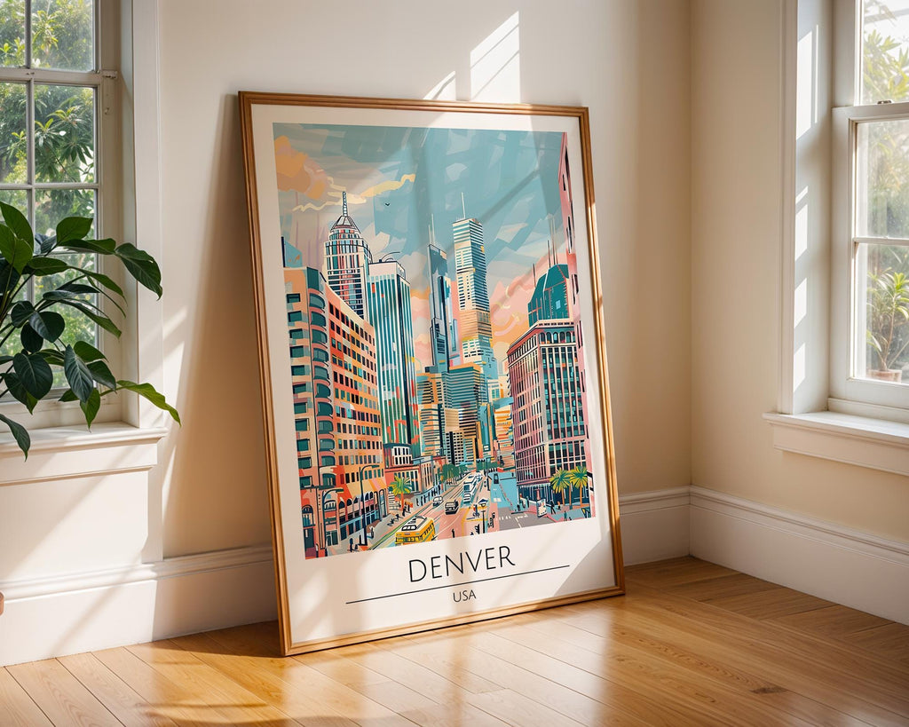 Denver Colorado Skyline Art Print | Modern USA Travel Poster wall art print, modern home decor, unframed artwork by Nomad & Nest