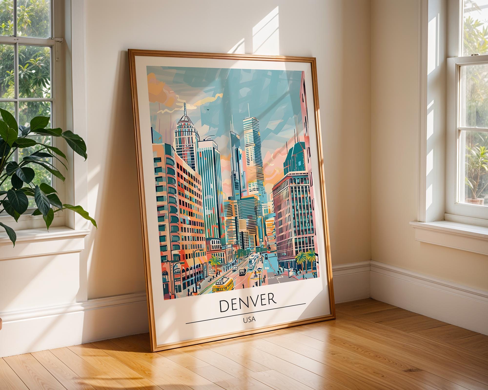 Denver Colorado Skyline Art Print | Modern USA Travel Poster wall art print, modern home decor, unframed artwork by Nomad & Nest