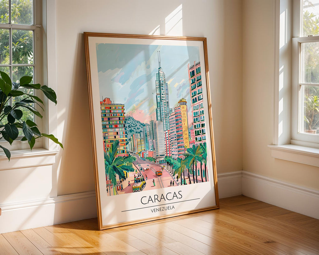 Caracas Venezuela Travel Poster | Retro City Skyline Wall Art wall art print, modern home decor, unframed artwork by Nomad & Nest