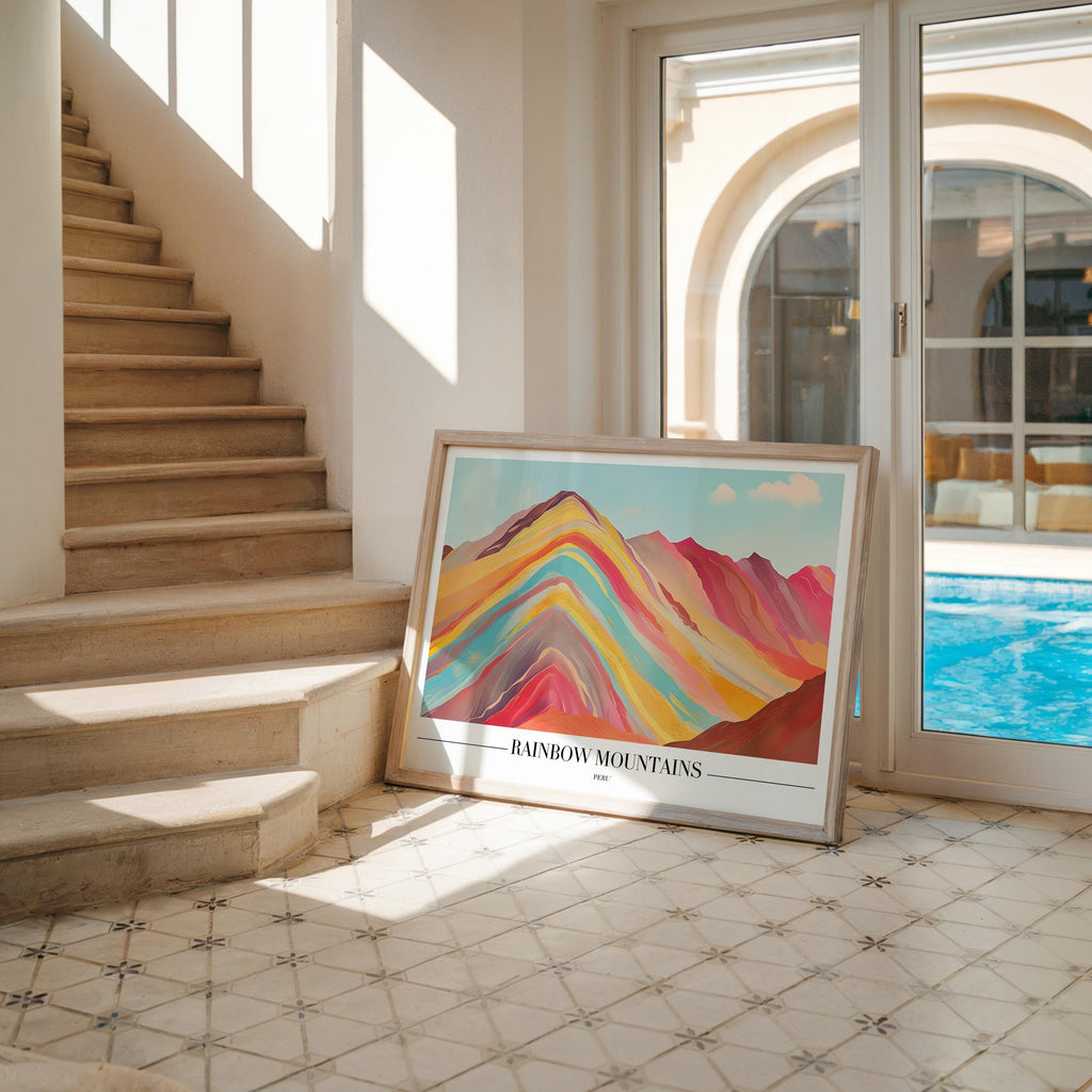 Rainbow Mountains Peru Print | Colorful Travel Poster wall art print, modern home decor, unframed artwork by Nomad & Nest