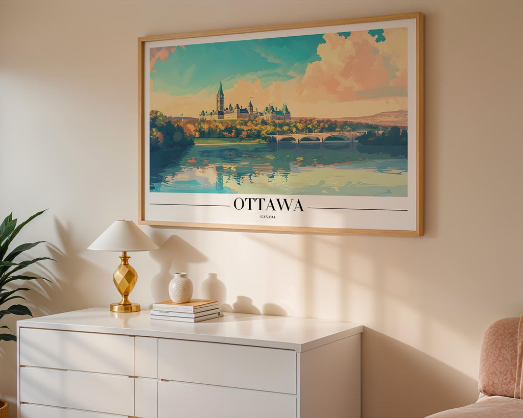 Ottawa Parliament Buildings Art Print | Autumn Canada Travel Poster wall art print, modern home decor, unframed artwork by Nomad & Nest