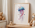 Playroom Ideas | Colourful Jellyfish Nursery Art | Underwater Ocean Wall Print wall art print, modern home decor, unframed artwork by Nomad & Nest