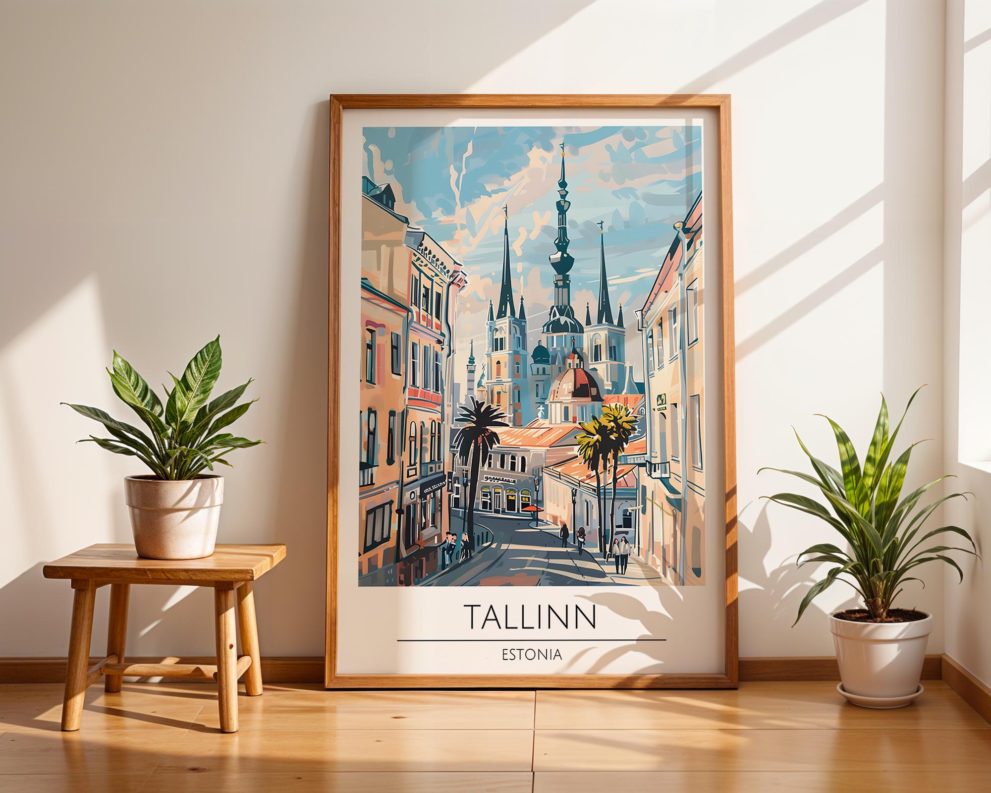 Tallinn Estonia Skyline Poster | Colorful Baltic Travel Art wall art print, modern home decor, unframed artwork by Nomad & Nest