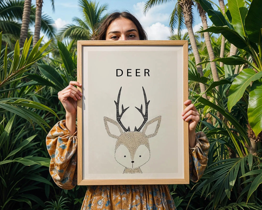 Deer Nursery Art Print | Minimalist Scandinavian Style Animal Poster wall art print, modern home decor, unframed artwork by Nomad & Nest
