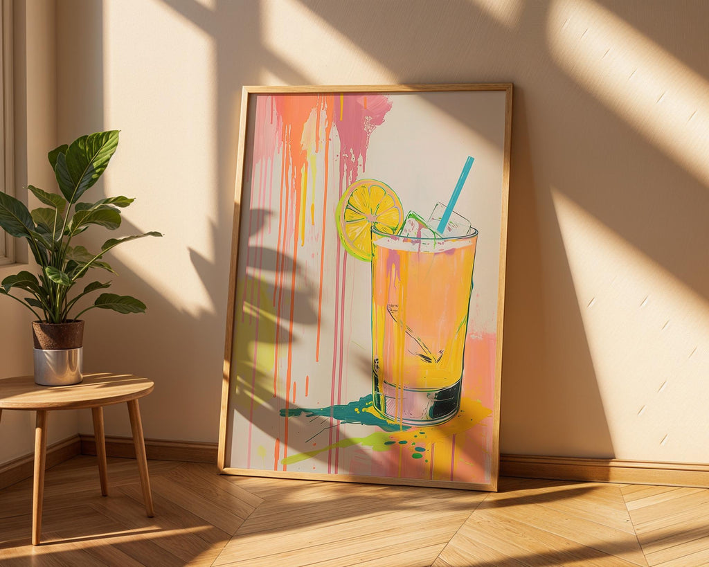 Colourful Prints | Neon Citrus Cocktail Print | Summer Drink Pop Art wall art print, modern home decor, unframed artwork by Nomad & Nest