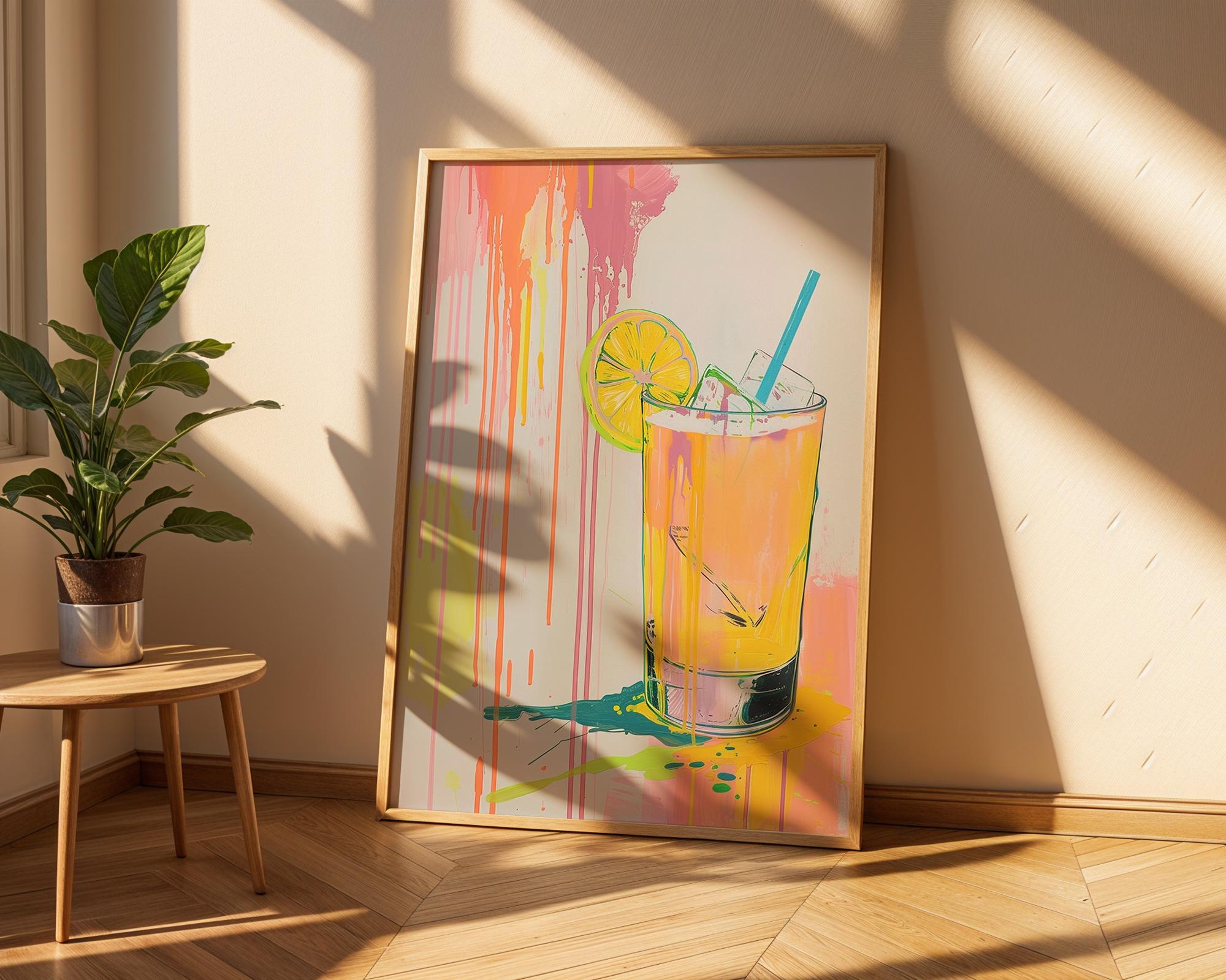 Colourful Prints | Neon Citrus Cocktail Print | Summer Drink Pop Art wall art print, modern home decor, unframed artwork by Nomad & Nest