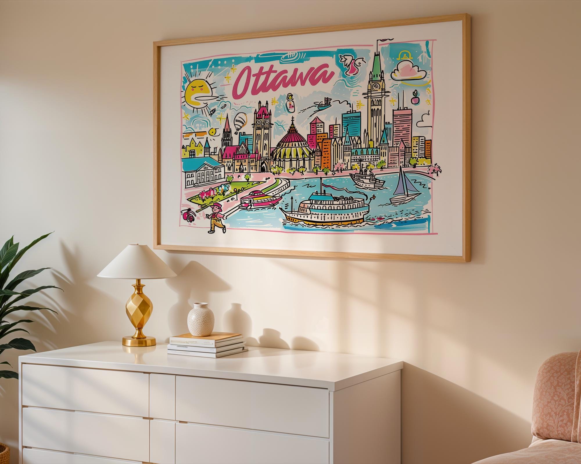 Ottawa Canada Art Print | Colorful City Travel Poster wall art print, modern home decor, unframed artwork by Nomad & Nest