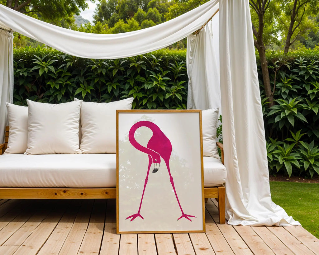 Pink Flamingo Art Print | Modern Tropical Home Decor wall art print, modern home decor, unframed artwork by Nomad & Nest