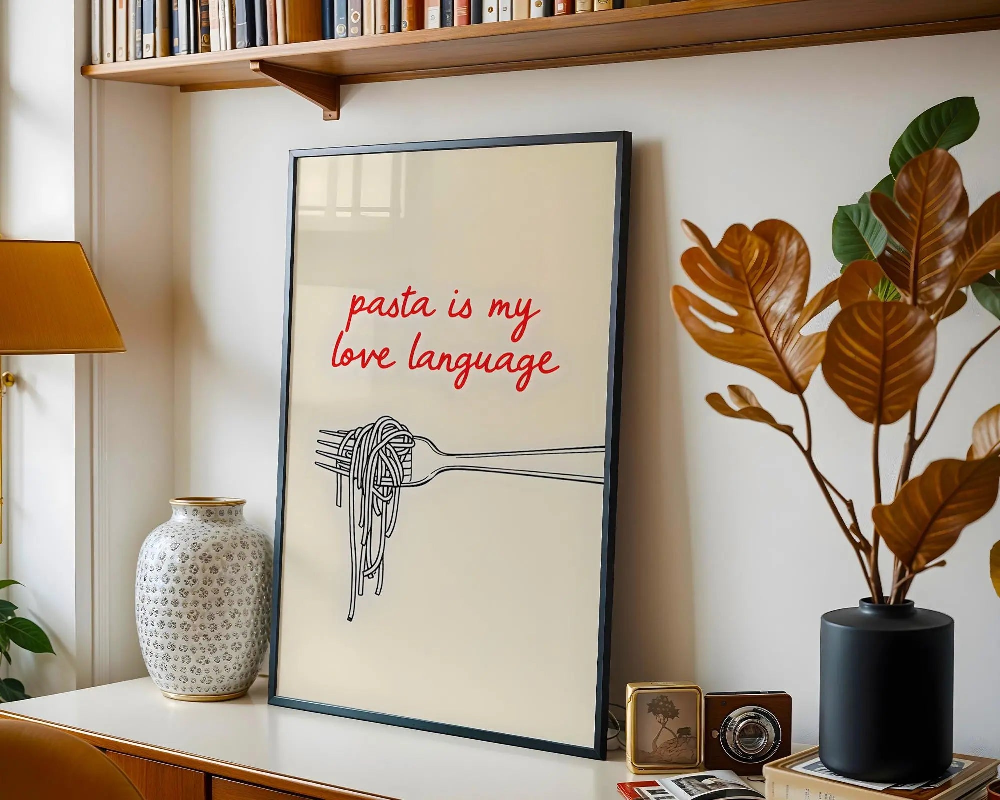 Pasta Is My Love Language Print | Italian Food Line Art Poster wall art print, modern home decor, unframed artwork by Nomad & Nest
